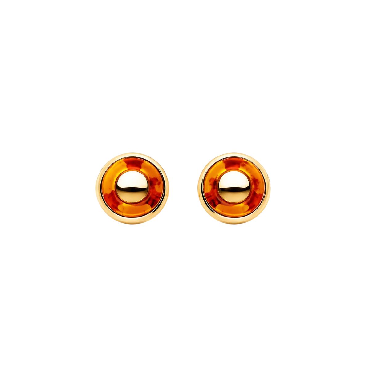 Moderner Bernsteinschmuck inspiriert von Lichtreflexen der Ostsee Bernstein Ohrstecker Silber vergoldet Ostseeauge Cognac aus 925 Silber mit echtem Ostseebernstein