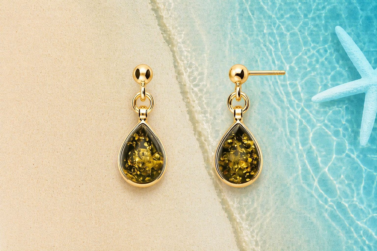 Elegante vergoldete Bernstein Ohrhänger mit grünem Ostseebernstein Bernstein Ohrhänger Silber vergoldet Ostseetropfen Grün mit echtem grünem Ostseebernstein