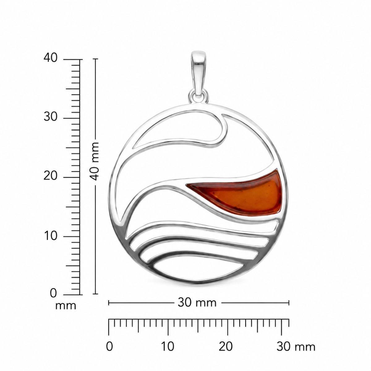 Maritimer Bernsteinschmuck Bernstein Anhänger Silber Wellen mittel mit Ostseebernstein Cognac