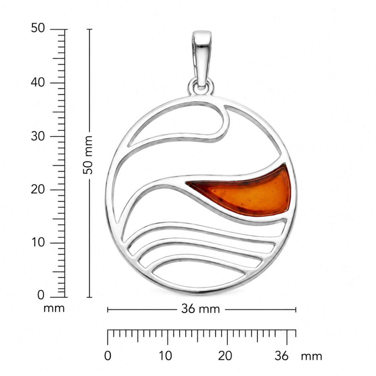 Maritimer Bernsteinschmuck Bernstein Anhänger Silber Wellen groß Ostseebernstein Cognac