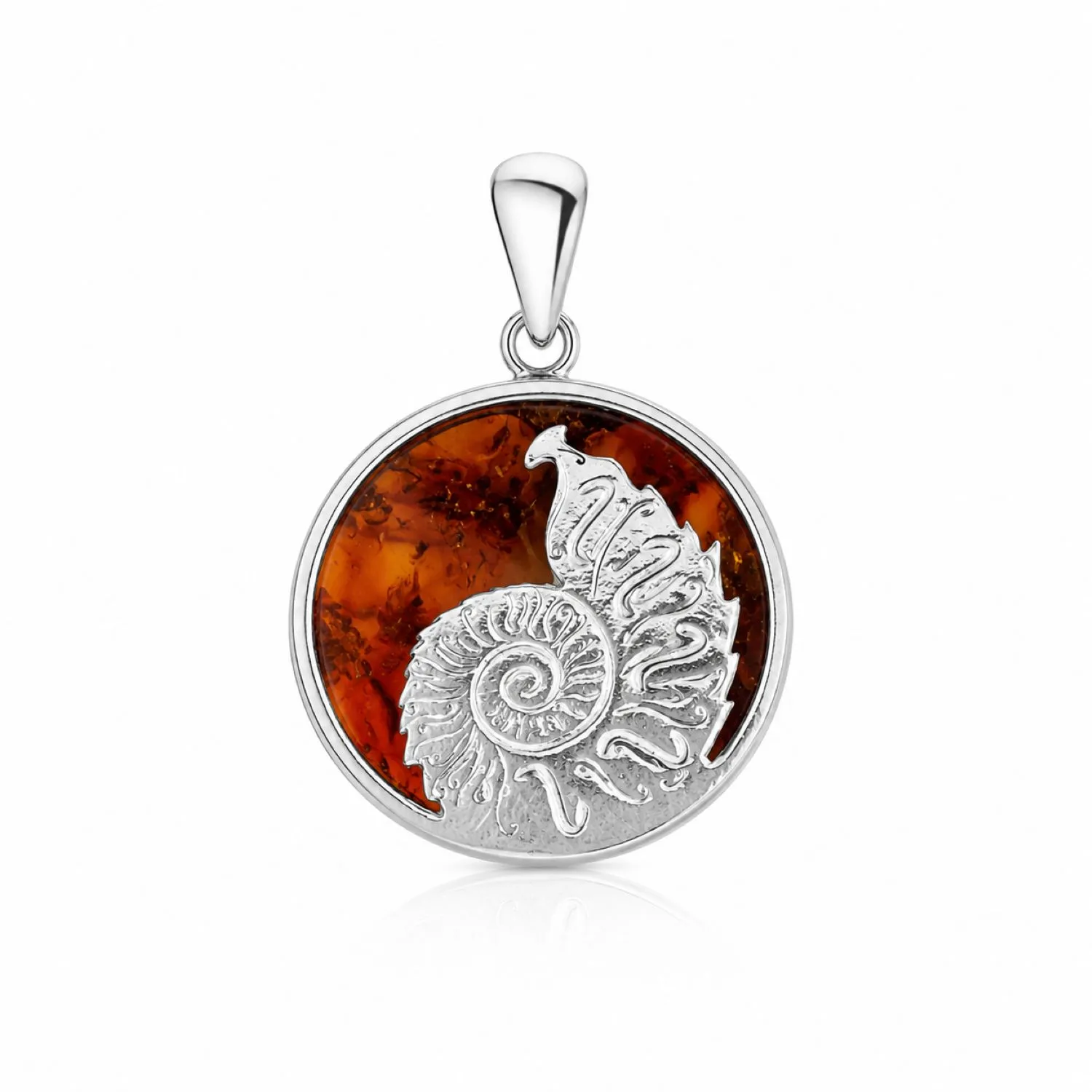 bernstein-anhaenger-silber-ostseeschnecke-P723MC-cognac Maritimer Bernstein Anhänger Silber 925 Ostseeschnecke Cognac aus echtem baltischem Bernstein; Ostsee Schmuck für Damen und Herren; Eleganter Bernstein Schnecke Kettenanhänger