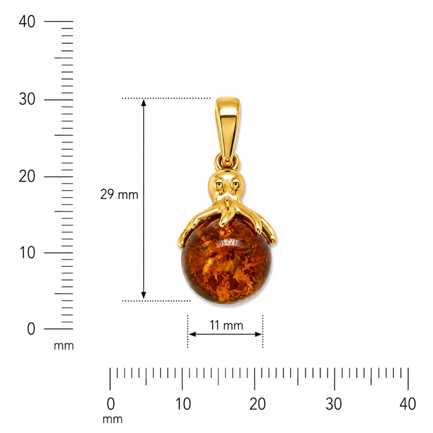 bernstein-anhaenger-silber-vergoldet-oktopusperle-cognac-P750CZ-linial Eleganter Bernstein Anhänger Silber 925 vergoldet Oktopusperle Cognac mit echtem Ostsee-Bernstein aus der Kollektion Meeresleben; maritimer Anhänger mit Oktopusperle