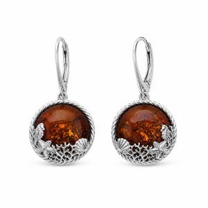Maritime Ohrhänger Silber 925 mit Cognac Ostsee-Bernstein und maritimem Motiv aus der Kollektion Meeresleben; Schmuck mit maritimem Motiv; maritime Ohrringe mit Ostsee-Bernstein