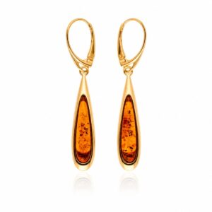 Bernstein Ohrhänger Silber 925 vergoldet „Abendgold“ Cognac