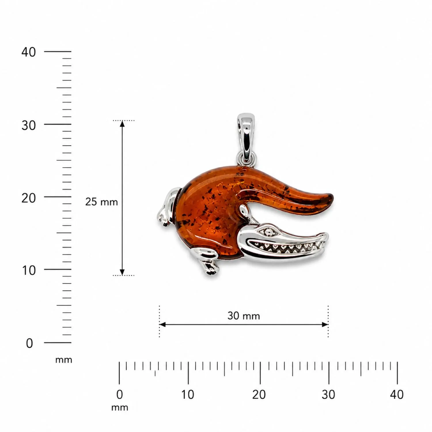 krokodil-bernstein-anhaenger-cognac-linial Bernstein Anhänger Silber 925 Krokodil Cognac mit echtem baltischem Bernstein im Krokodil-Design; Alligator Anhänger