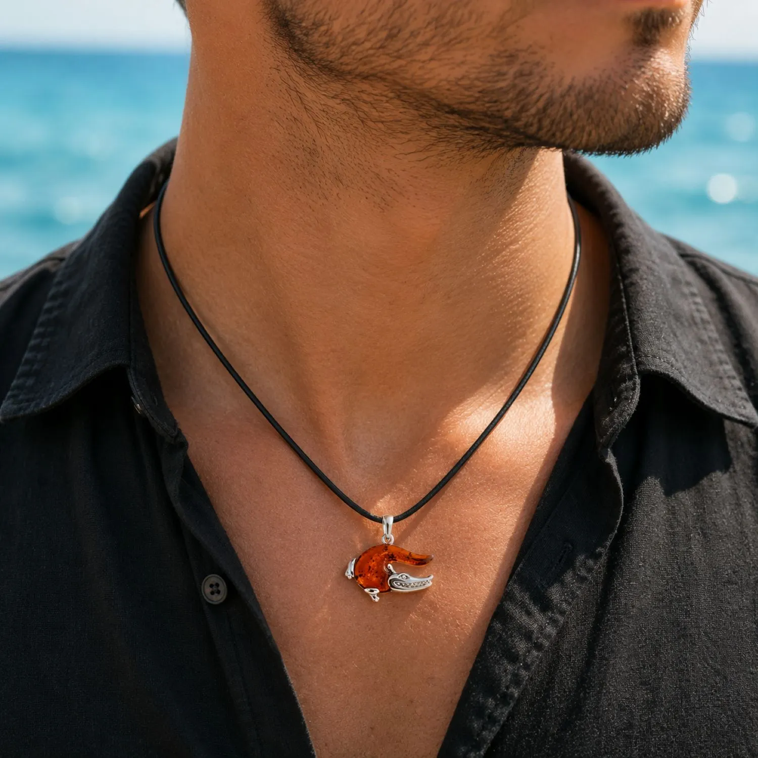 krokodil-bernstein-anhaenger-cognac-model Bernstein Anhänger Silber 925 Krokodil Cognac mit echtem baltischem Bernstein im Krokodil-Design; Alligator Anhänger