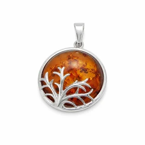 Maritimer Bernstein Anhänger Silber 925 Meereskoralle Cognac mit echtem Ostsee-Bernstein; Ostsee Schmuck; eleganter Silberanhänger Meereskoralle für jeden Anlass