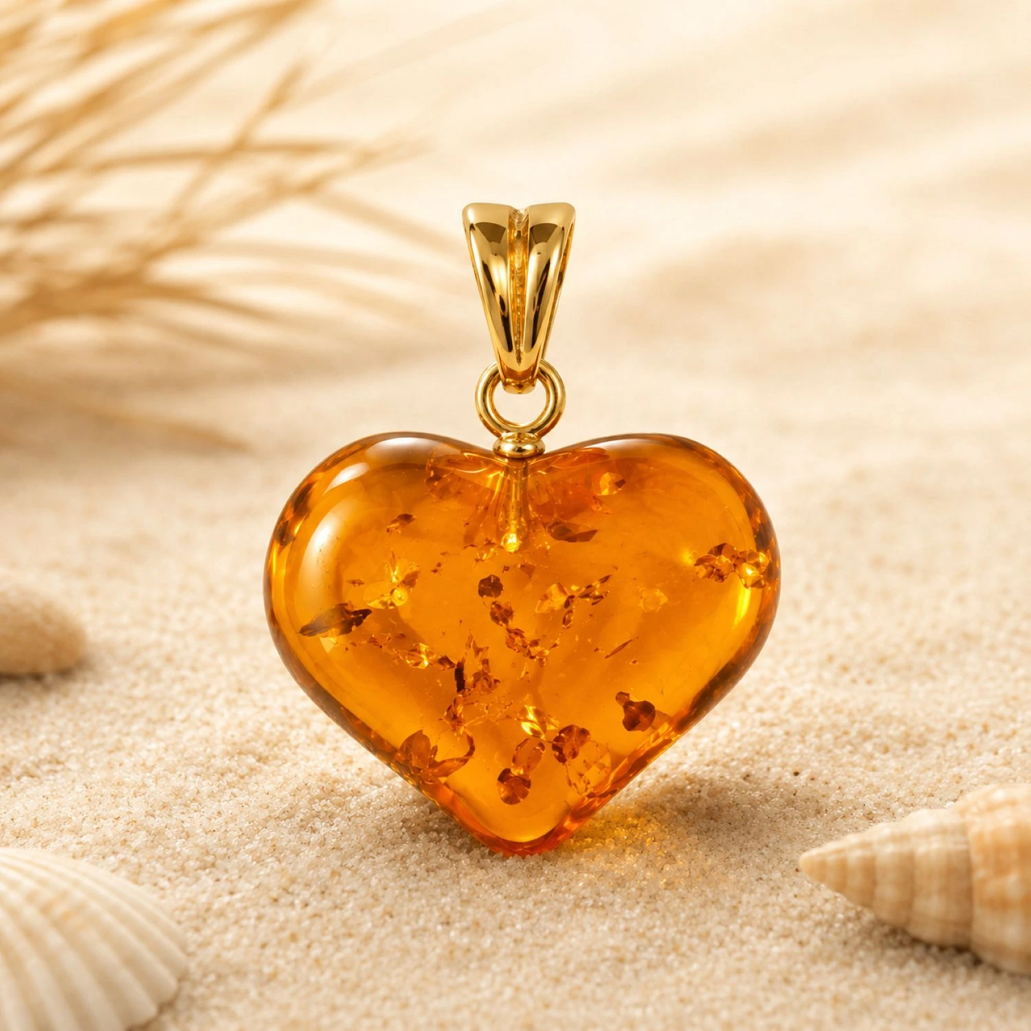 bernstein-anhaenger-gold-333-herzensgold-cognac-hintergrund Bernstein Anhänger Gold 333 Herzensgold Cognac in Herzform mit Goldöse; Goldanhänger Bernstein Herz ist ein eleganter Schmuck mit Ostseebernstein