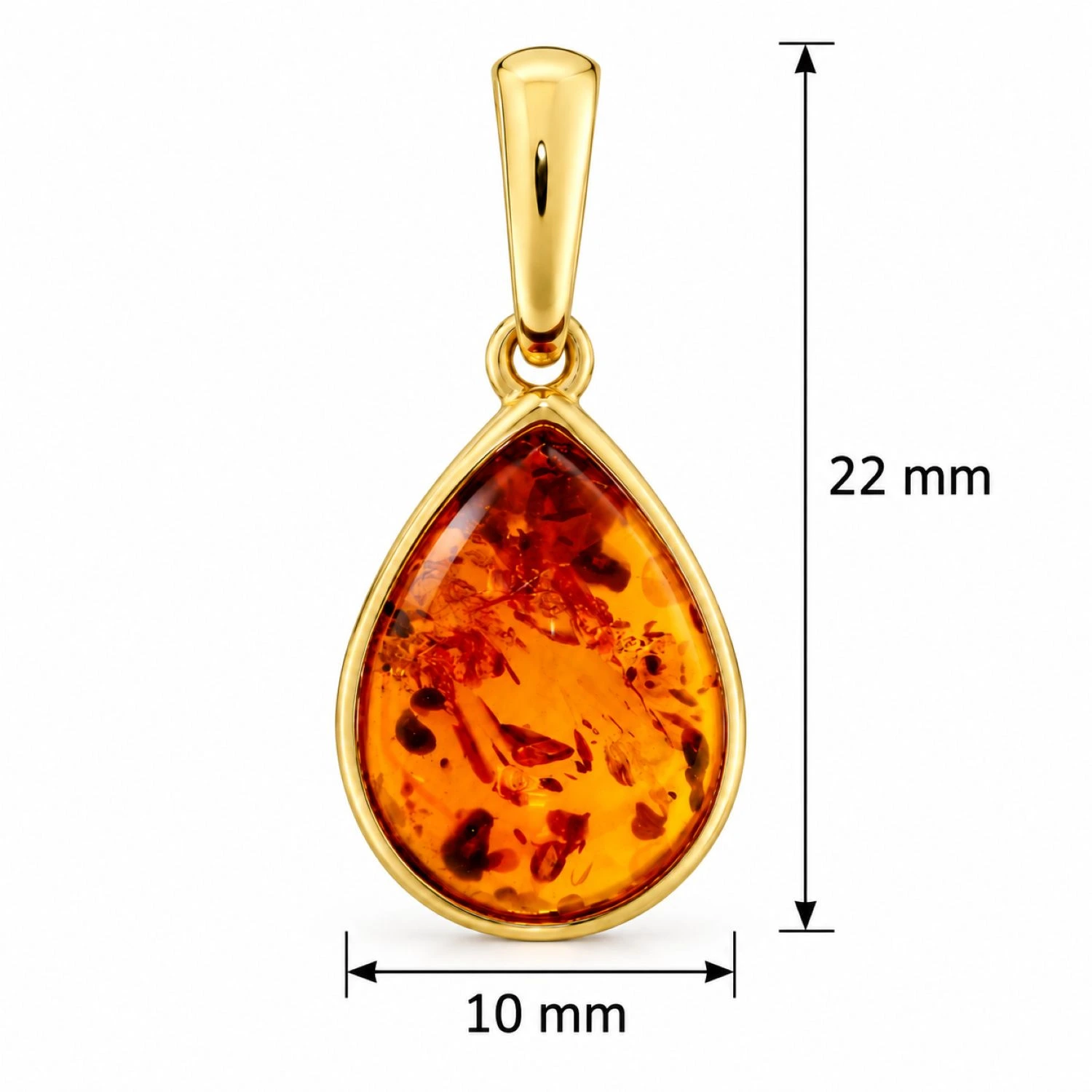 bernstein-anhaenger-gold-375-cognac-goldtropfen-lineal Bernstein Anhänger Gold 375 „Goldtropfen“ Cognac in Tropfenform; Schmuck mit Ostseebernstein; eleganter Anhänger 9k Gold mit Naturbernstein