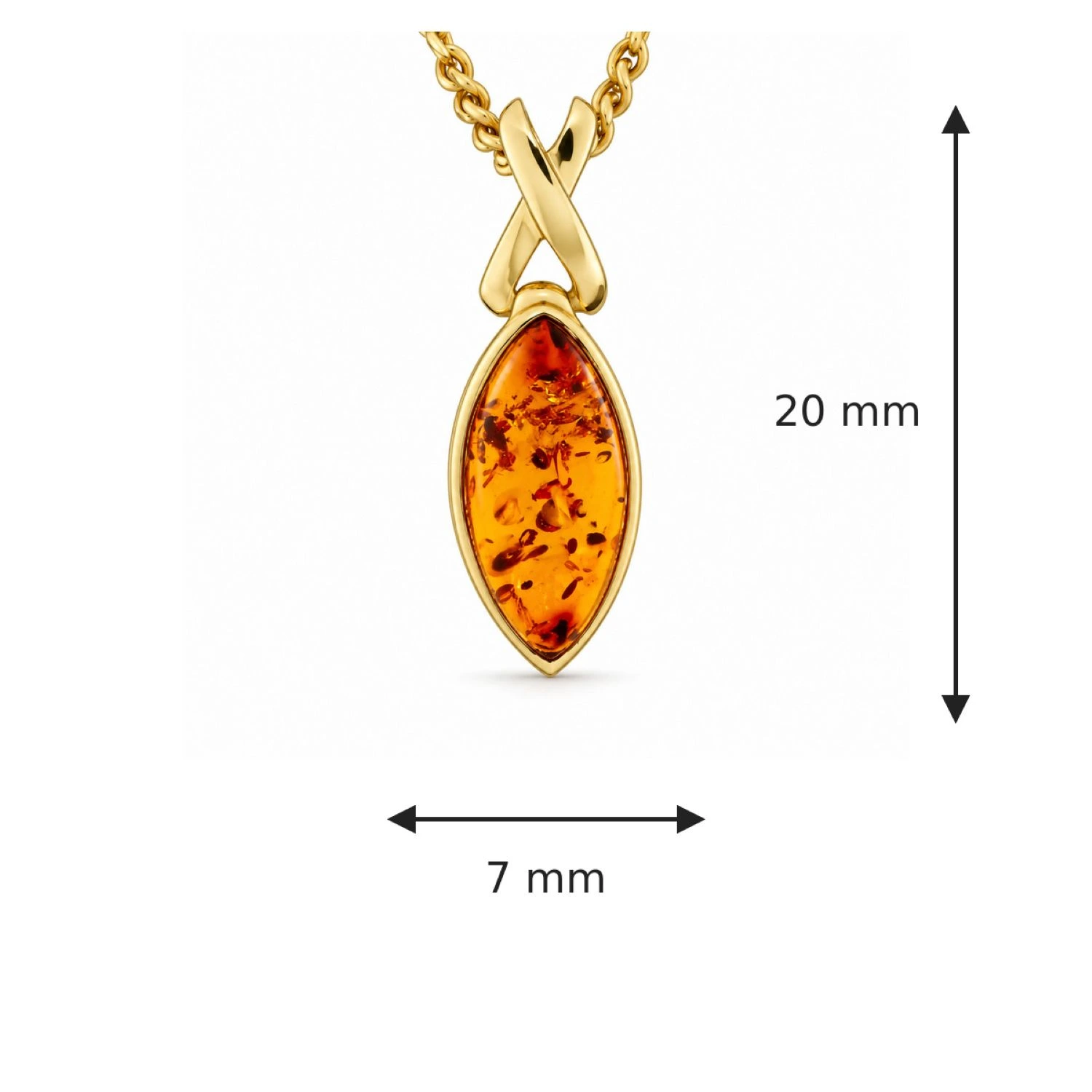 bernstein-anhaenger-gold-375-cognac-meeresknoten-lineal Bernstein Anhänger Gold 375 „Meeresknoten“ - schöner Schmuck mit Ostseebernstein; eleganter Kettenanhänger Gold 9K Bernstein