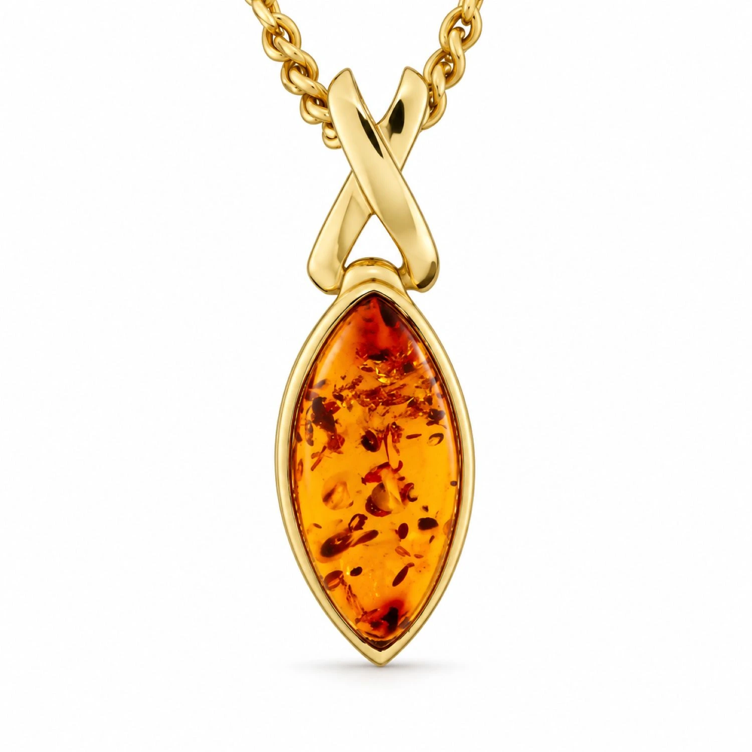 bernstein-anhaenger-gold-375-cognac-meeresknoten Bernstein Anhänger Gold 375 „Meeresknoten“ - schöner Schmuck mit Ostseebernstein; eleganter Kettenanhänger Gold 9K Bernstein