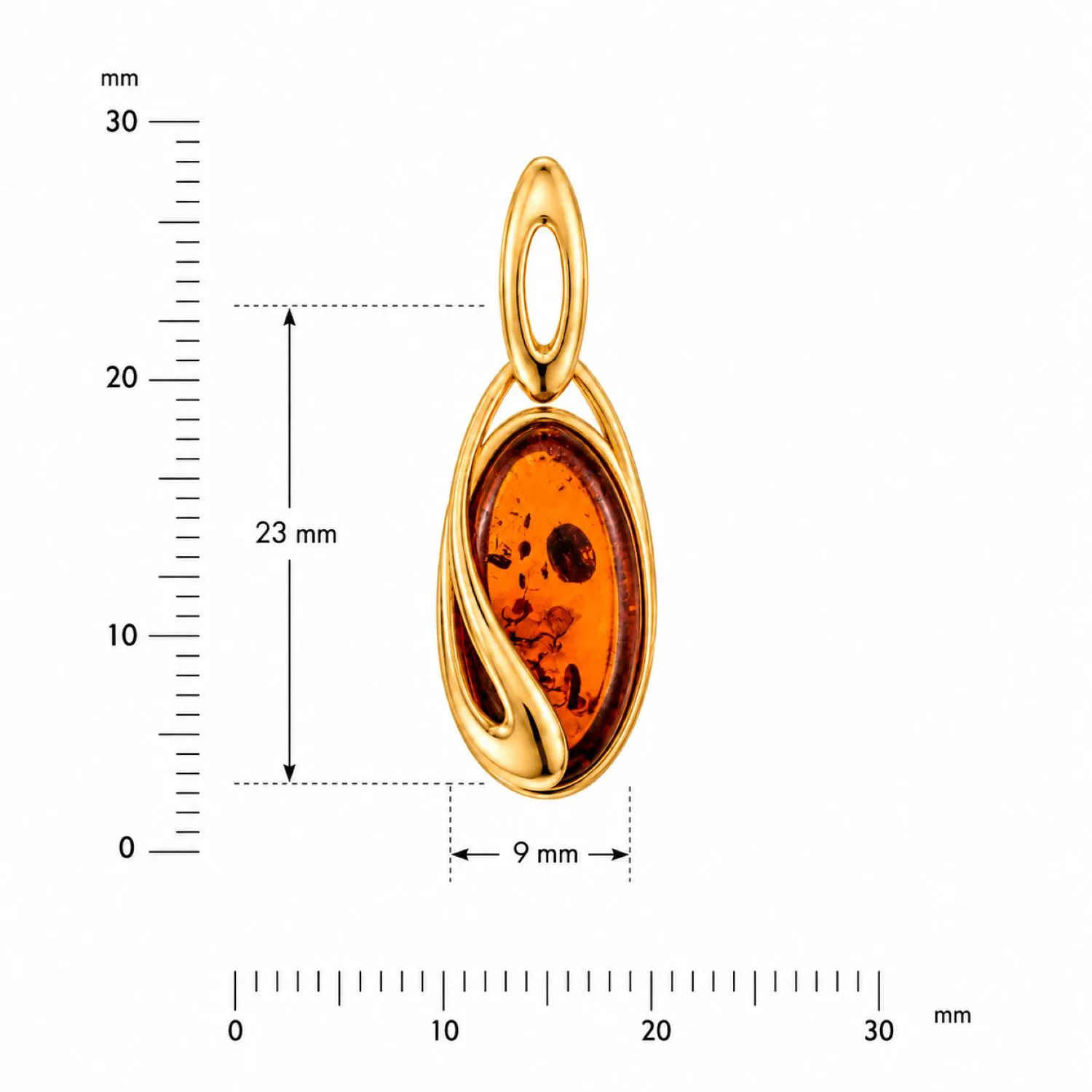 bernstein-anhaenger-gold-375-goldene-welle-cognac-lineal Bernstein Anhänger Gold 375 „Goldene Welle“ Cognac in Wellenform; Schmuck mit echtem Ostseebernstein lang und schlank