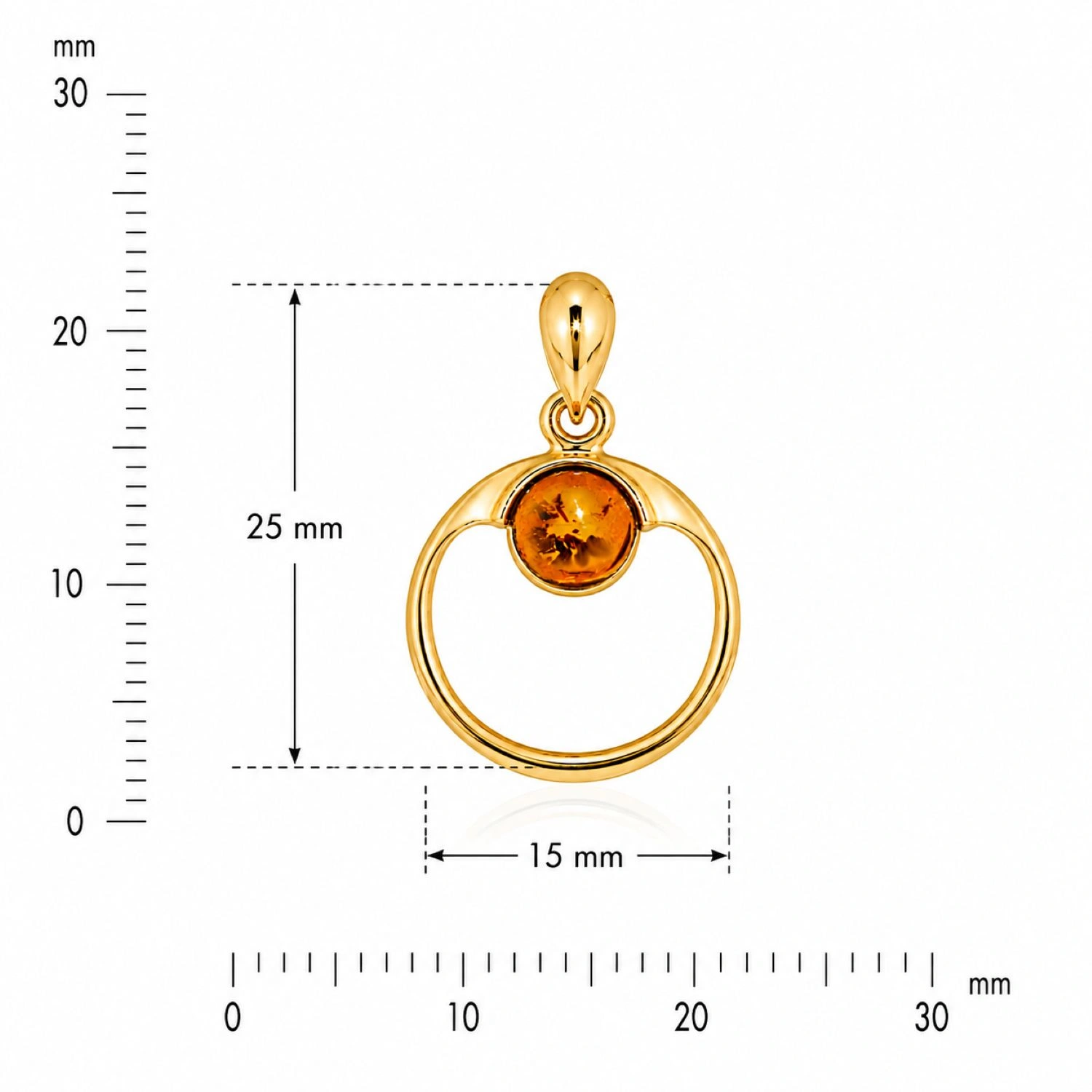bernstein-anhaenger-gold-375-goldener horizont-cognac-lineall Bernstein Anhänger Gold 375 „Goldener Horizont“ Cognac in Kreisform; Goldanhänger mit rundem Bernstein; eleganter Schmuck mit echtem Ostseebernstein