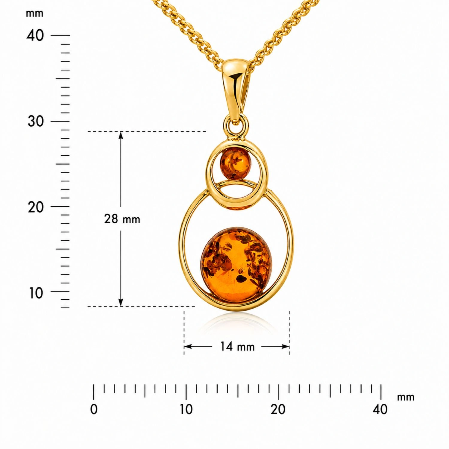 bernstein-anhaenger-gold-375-goldkreis-cognac-lineal Bernstein Anhänger Gold 375 „Goldkreis“ Cognac mit zwei Bernsteinen; Anhänger Gold 9 Karat mit zwei Kreisen; Schmuck mit echtem Ostseebernstein