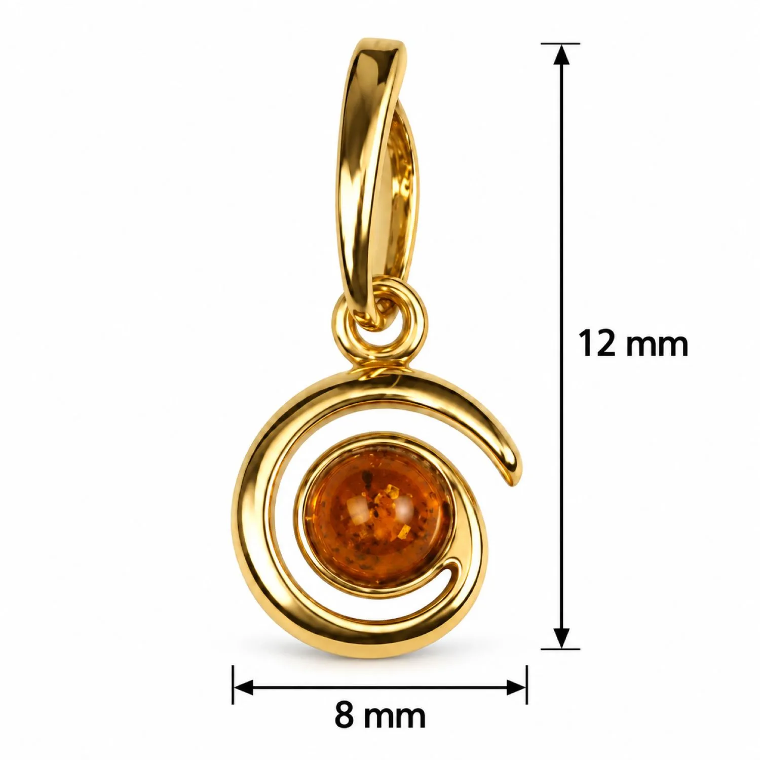 bernstein-anhaenger-gold-375-goldschnecke-cognac-lineal Bernstein Anhänger Gold 375 „Goldschnecke“ Cognac ist ein Schmuck mit rundem Ostseebernstein in Spiralform; eleganter Kettenanhänger Schnecke mit Bernstein