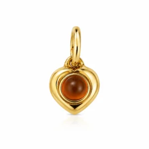 Bernstein Anhänger Gold 375 Herzlicht Cognac mit echtem Ostseebernstein in Herzform; Schmuck mit Ostseebernstein