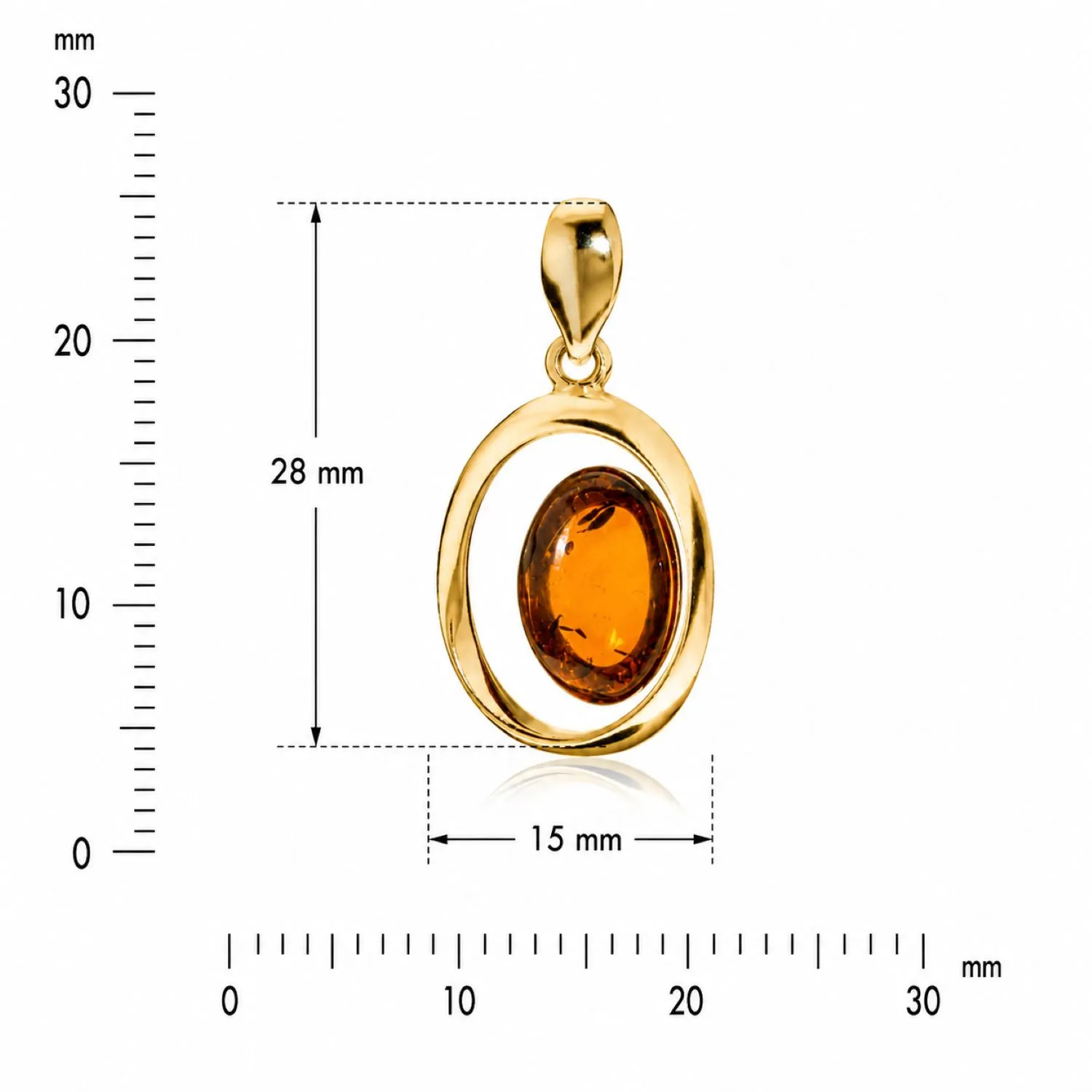 bernstein-anhaenger-gold-375-insel-cognac-lineal Bernstein Anhänger Gold 375 „Insel“ Cognac Oval Gold 9 Karat, Schmuck mit ovalem Ostseebernstein; Eleganter Bernsteinschmuck mit Insel Motiv