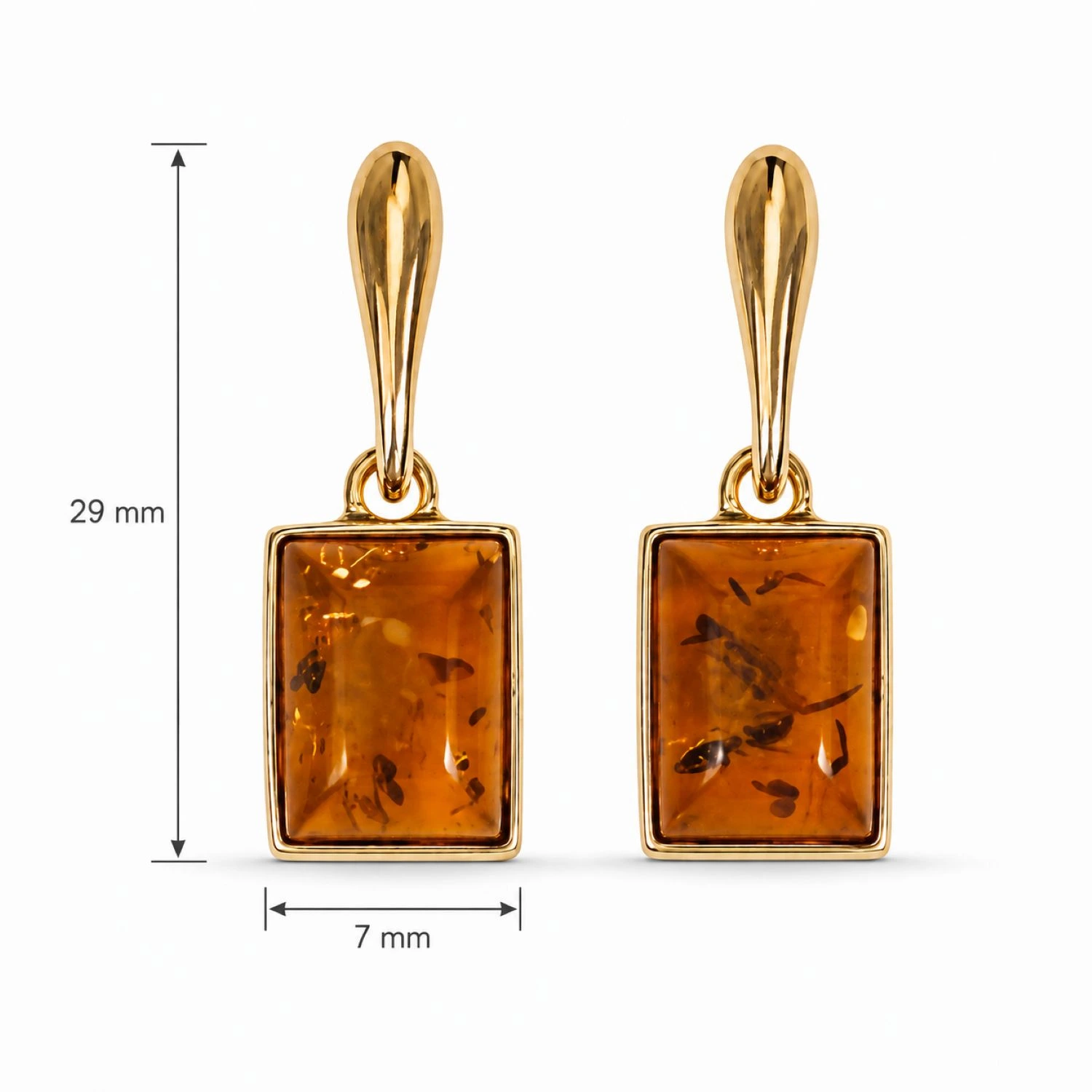 bernstein-ohrhaenger-gold-375-balance-cognac-lineal Bernstein Ohrhänger Gold 375 „Balance“ Cognac mit rechteckigem Bernstein und schlanker Goldform; Elegante Bernstein Ohrringe Rechteck; Schöner Schmuck mit echtem Ostseebernstein