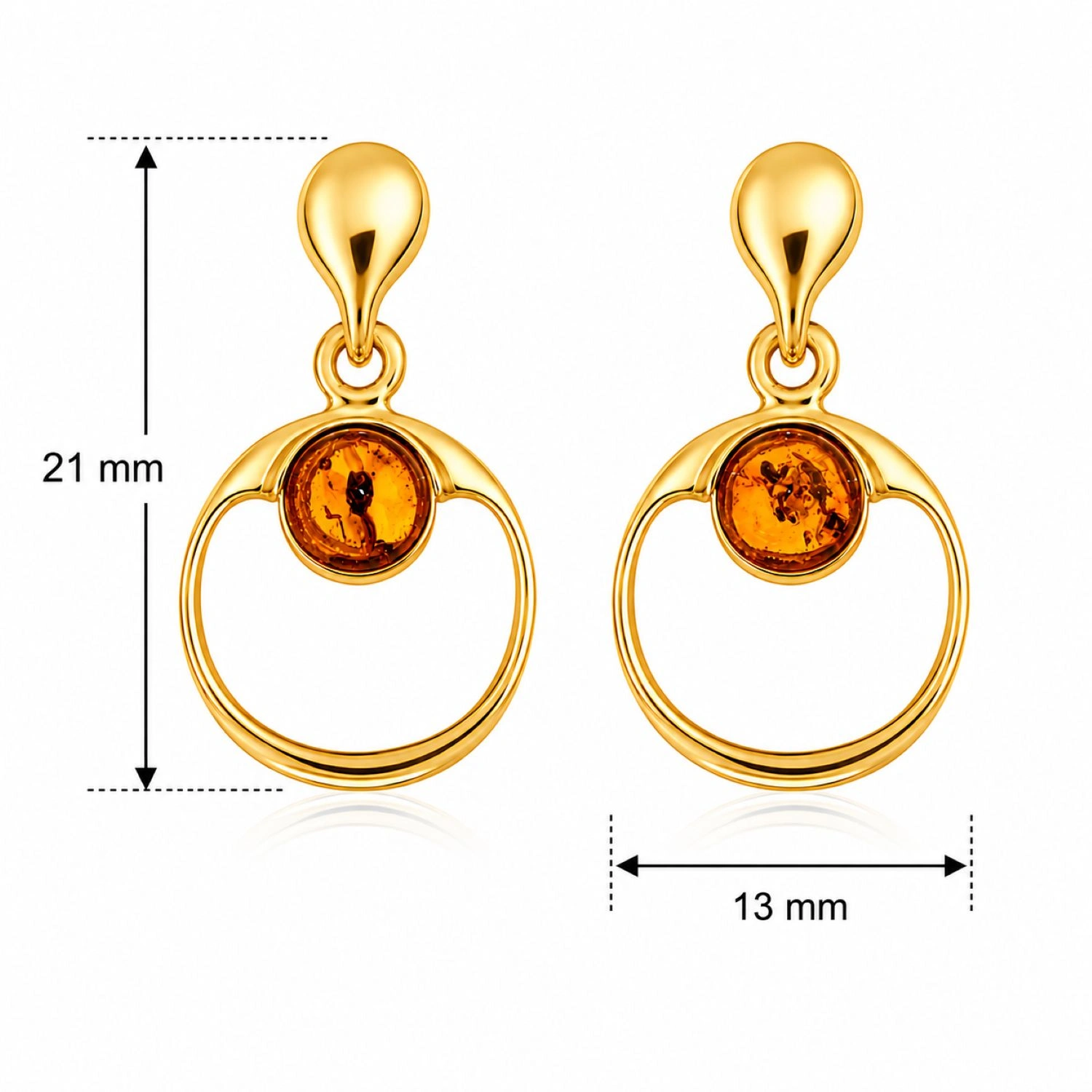 bernstein-ohrringe-gold-375-goldener horizont-cognac-lineal Bernstein Ohrhänger Gold 375 „Goldener Horizont“ Cognac mit rundem Ostseebernstein; elegante Bernstein Ohrringe in Kreisform für jeden Anlass; Gold Ohrringe mit rundem Bernstein für Damen