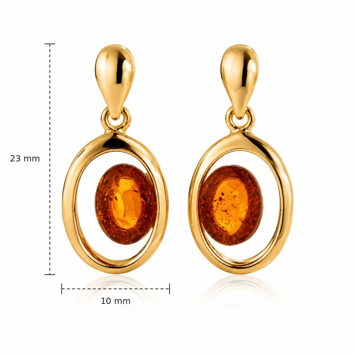 bernstein-ohrringe-gold-375-insel-cognac-lineal Bernstein Ohrhänger Gold 375 „Insel“ Cognac ist ein eleganter Schmuck mit ovalem Ostseebernstein; Bernsteinschmuck mit Insel Motiv für jeden Anlass; Bernstein Ohrringe Oval Gold 9 Karat für Damen