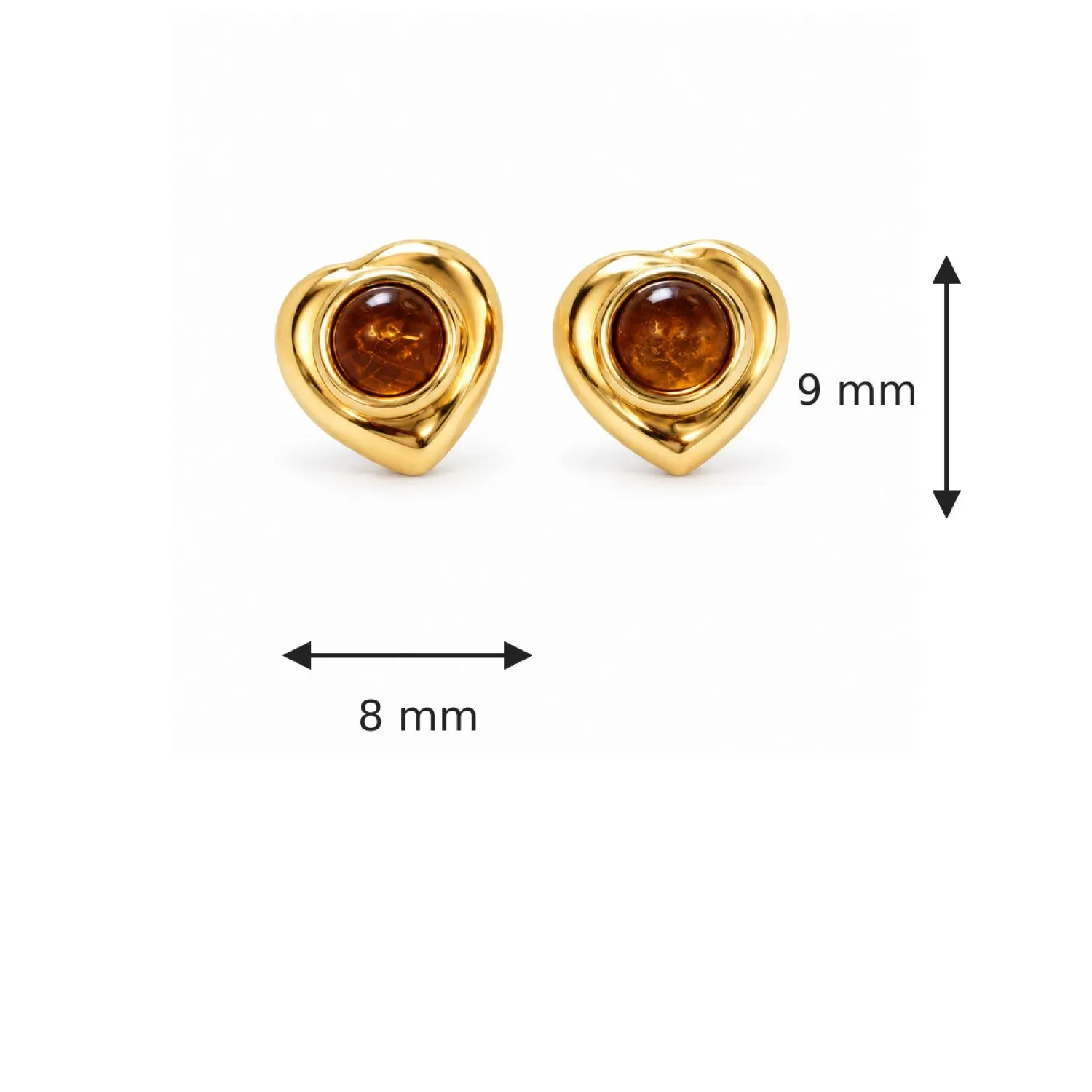 bernstein-ohrstecker-gold-375-cognac- herzlicht-lineal Bernstein Ohrstecker Gold 375 „Herzlicht“ Cognac mit Herzform; schöner Schmuck mit Ostseebernstein; elegante Bernstein Ohrringe in Herzform