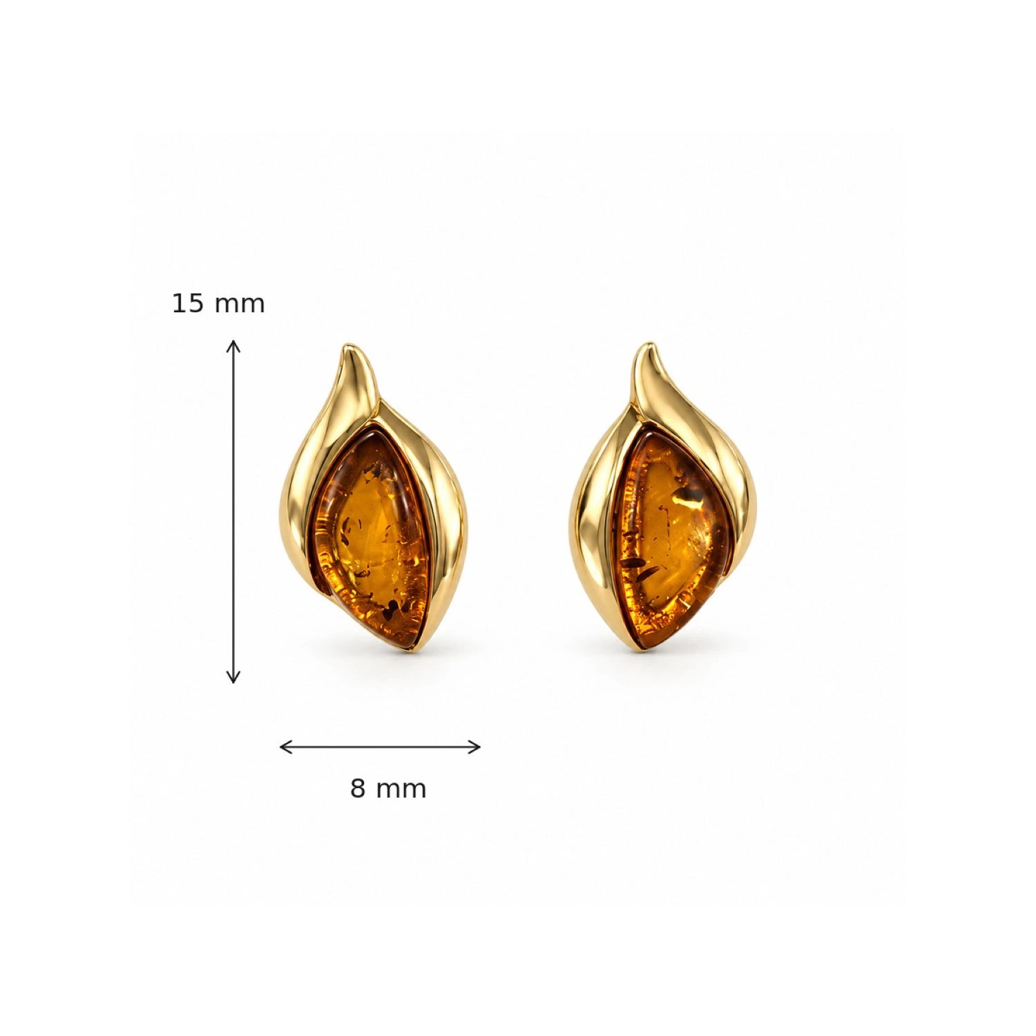 bernstein-ohrstecker-gold-375-goldblatt-cognac-lineal Bernstein Ohrstecker Gold 375 „Goldblatt“ Cognac in Blattform; Schmuck mit echtem Ostseebernstein; schöne Ohrringe 9 Karat Blattmotiv