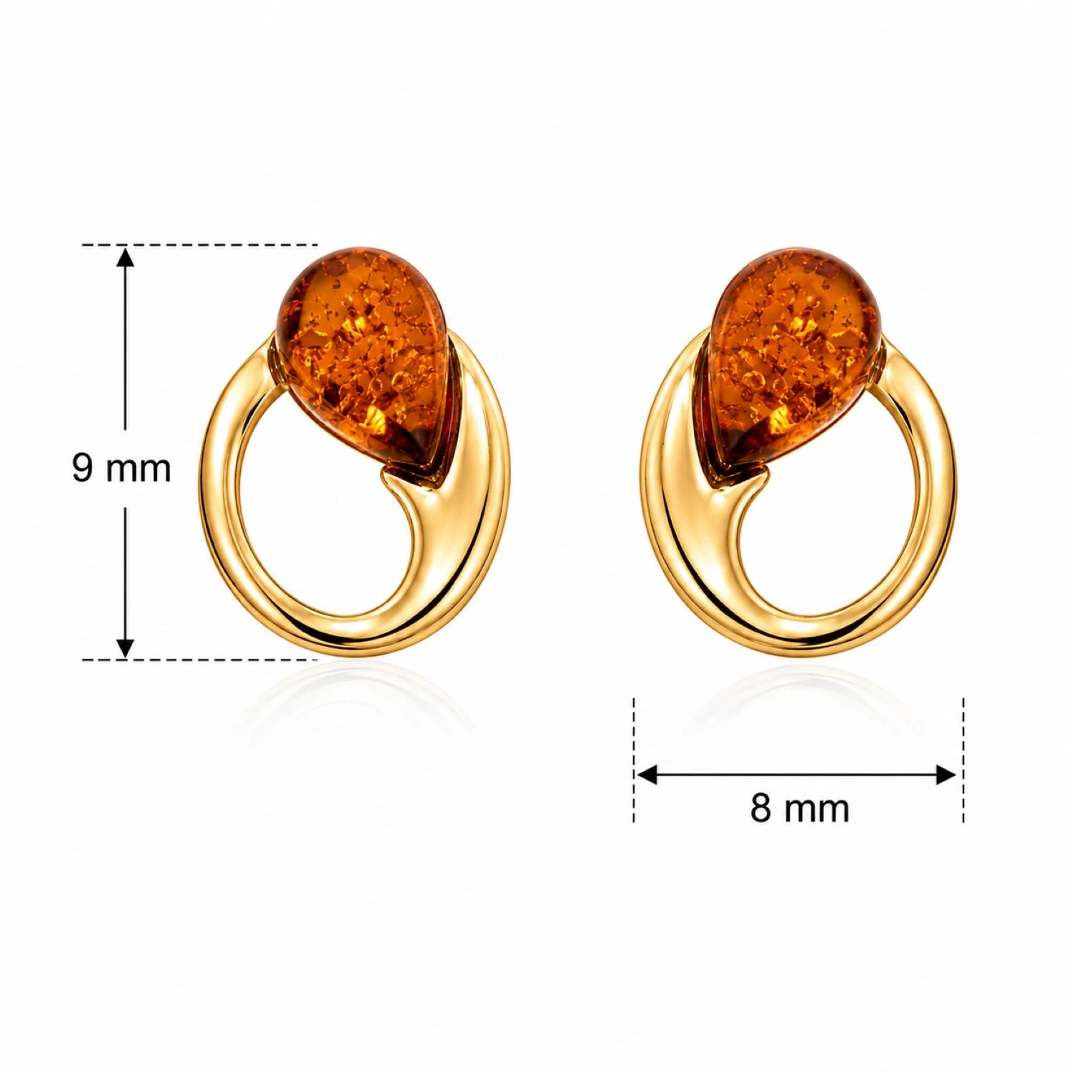 bernstein-ohrstecker-gold-375-goldschleife-cognac-lineal Bernstein Ohrstecker Gold 375 „Goldschleife“ Cognac mit rundem Goldbogen und tropfenförmigem Bernstein; Ohrstecker Kreis mit Bernstein in Tropfenform für jeden Anlass; eleganter Schmuck mit echtem Ostseebernstein