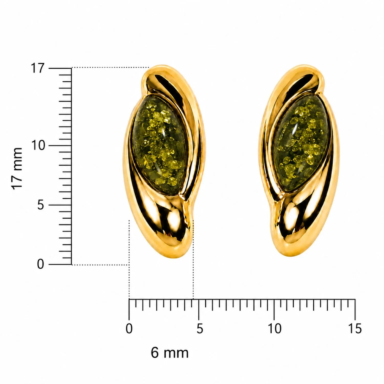 bernstein-ohrstecker-gold-375-gruene-duene-gruen-lineal Bernstein Ohrstecker Gold 375 „Grüne Düne“ Grün mit grünem Ostseebernstein und schlanker Dünenform; schöne Ohrstecker mit maritimem Motiv; eleganter Schmuck mit grünem Ostseebernstein