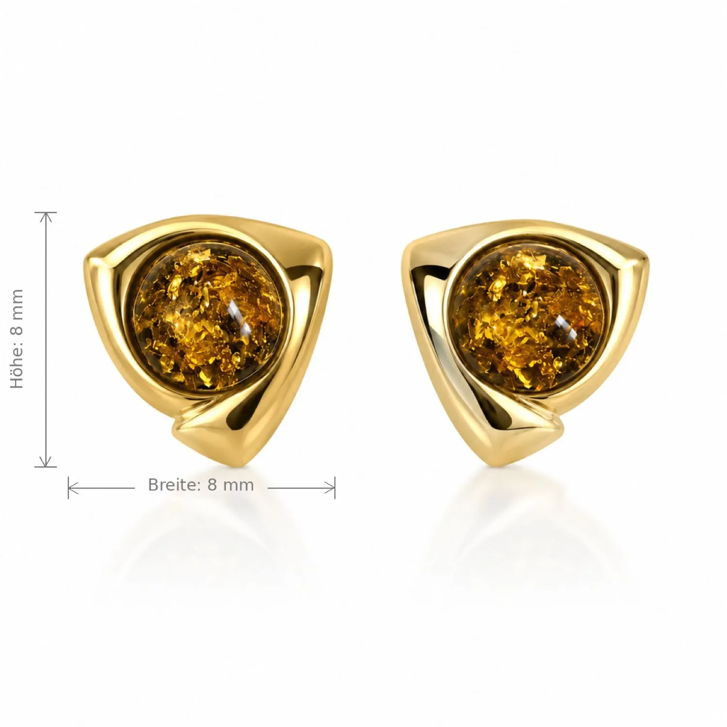 bernstein-ohrstecker-gold-375-inselwind-gruen-lineal Bernstein Ohrstecker Gold 375 „Inselwind“ Grün mit grünem Ostseebernstein und dreieckiger Goldfassung; Eleganter Schmuck mit Ostseebernstein