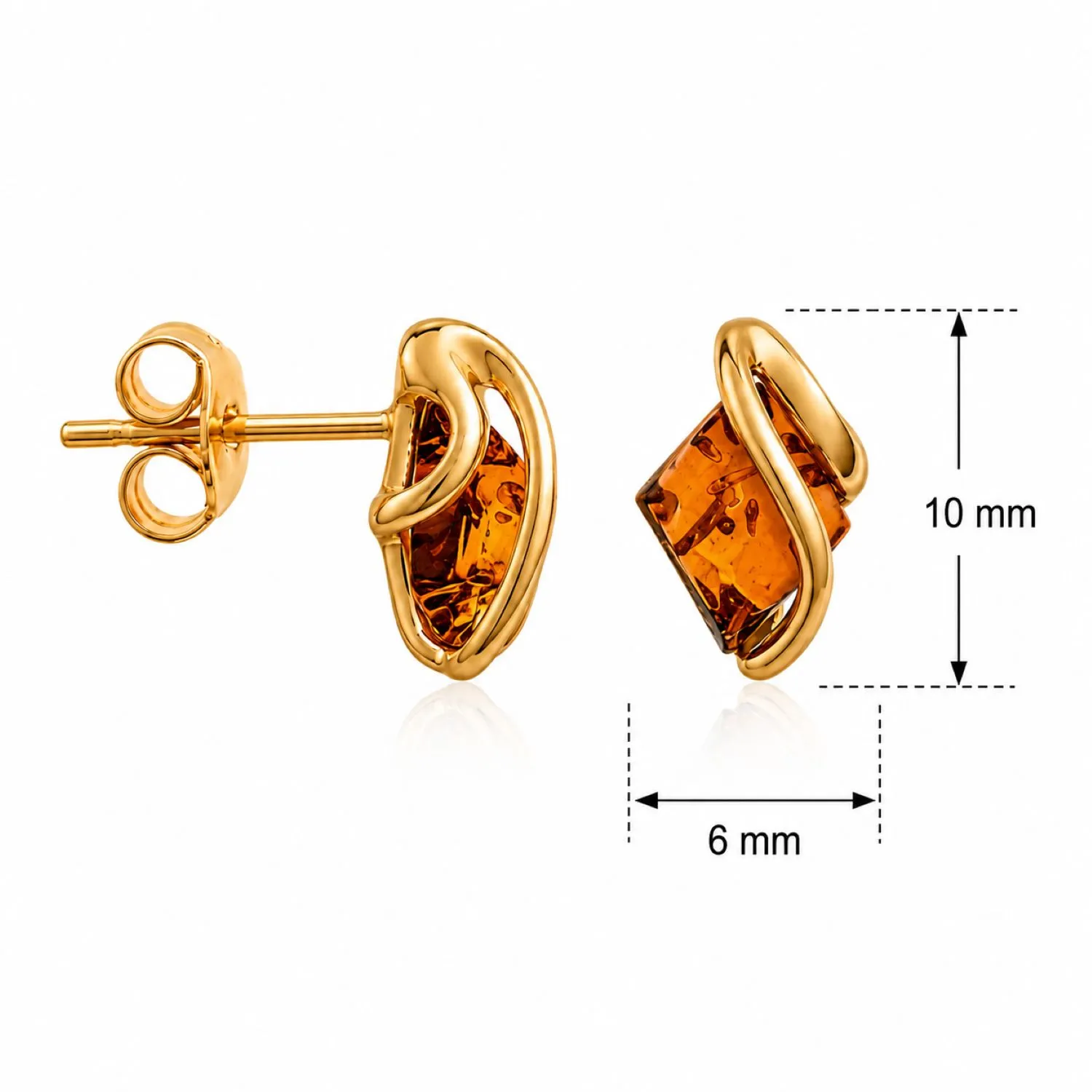 bernstein-ohrstecker-gold-375-linien-cognac-lineal Bernstein Ohrstecker Gold 375 „Linien“ Cognac für Damen; Gold Ohrringe mit rautenförmigem Bernstein für jeden Anlass; Schöne Ohrstecker Raute Gold 9K mit Bernstein